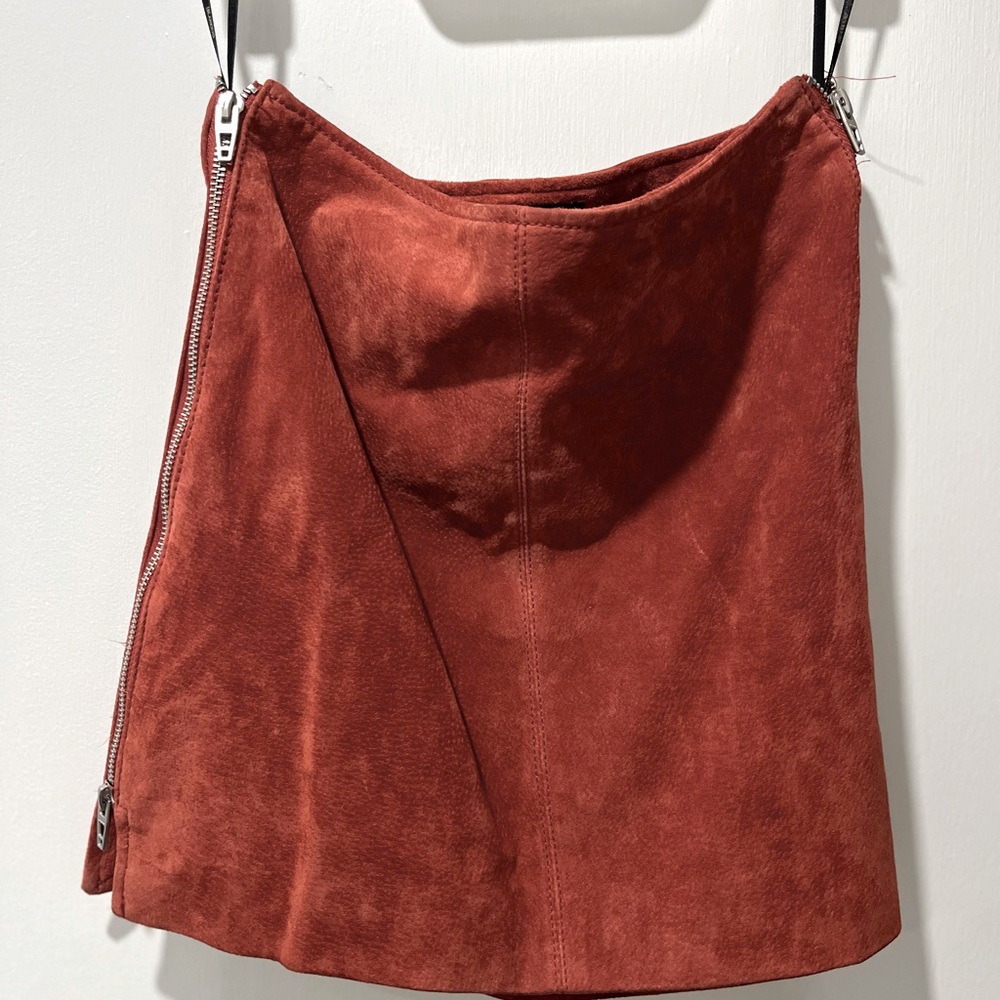 Blank NYC Rust Suede Mini Skirt with Functioning Side Zippers - Size 24